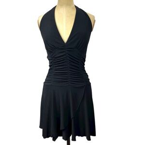 Charlotte Russe Halter Dress Cocktail Y2K Glam 2000s Rhinestone LBD Black LG